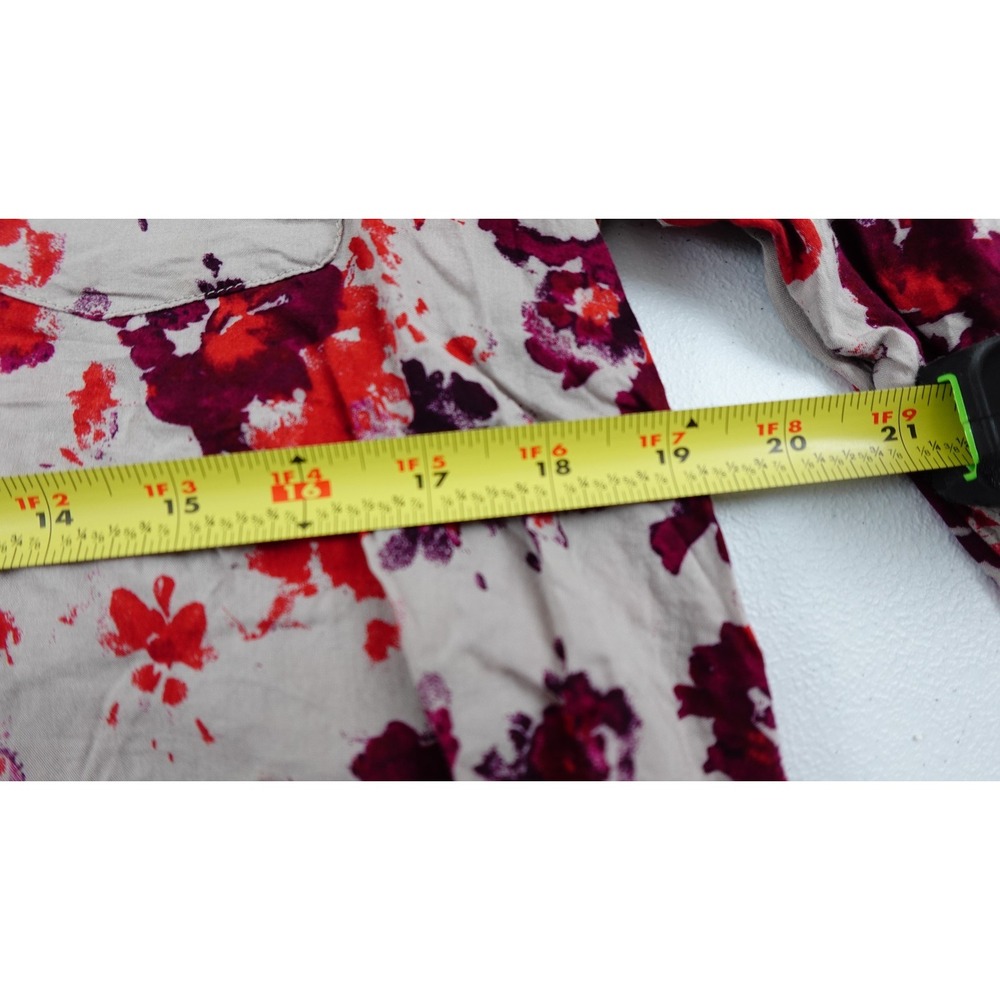 Lucky Brand Floral Blouse Red and Purple Design With Sleeves you can make 3/4 - Picture 8 of 11
